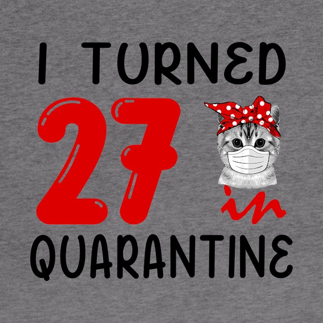 I Turned 27 In Quarantine Funny Cat Facemask by David Darry
